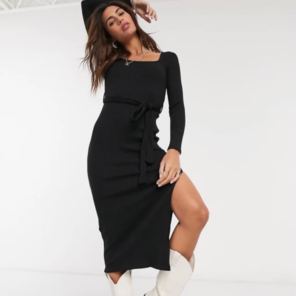 TOPSHOP Black MIDI Dress